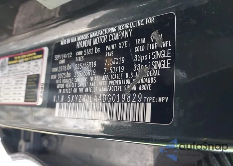 2013 Hyundai Santa Fe Sport 2.0T z USA, uszkodzony, nr VIN 5XYZWDLA4DG019829